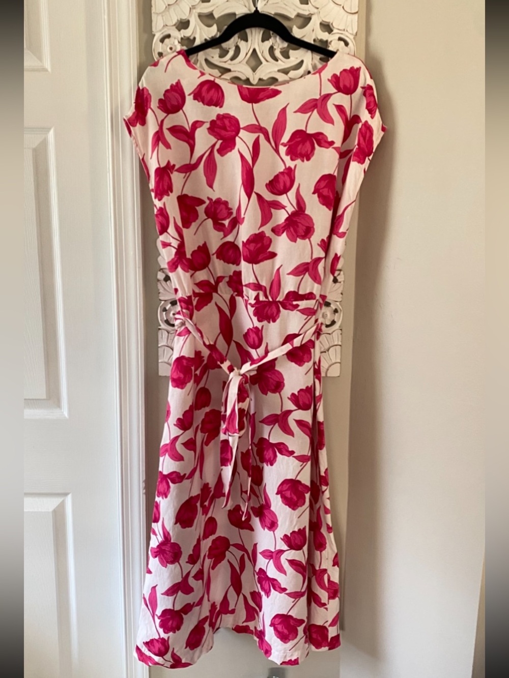 Ann Taylor Floral Linen Viscose Blend Midi Shift Dress Romantic Cottagecore 14